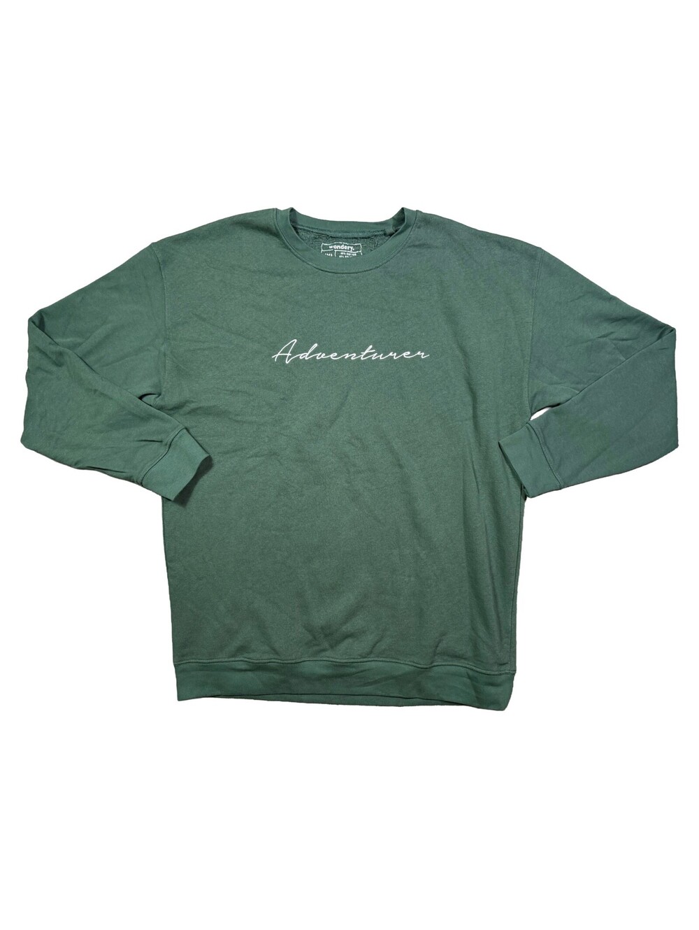 Wondery Adventurer Sweatshirt Womens XXL Green Embroidered Outdoor Hiking Crew